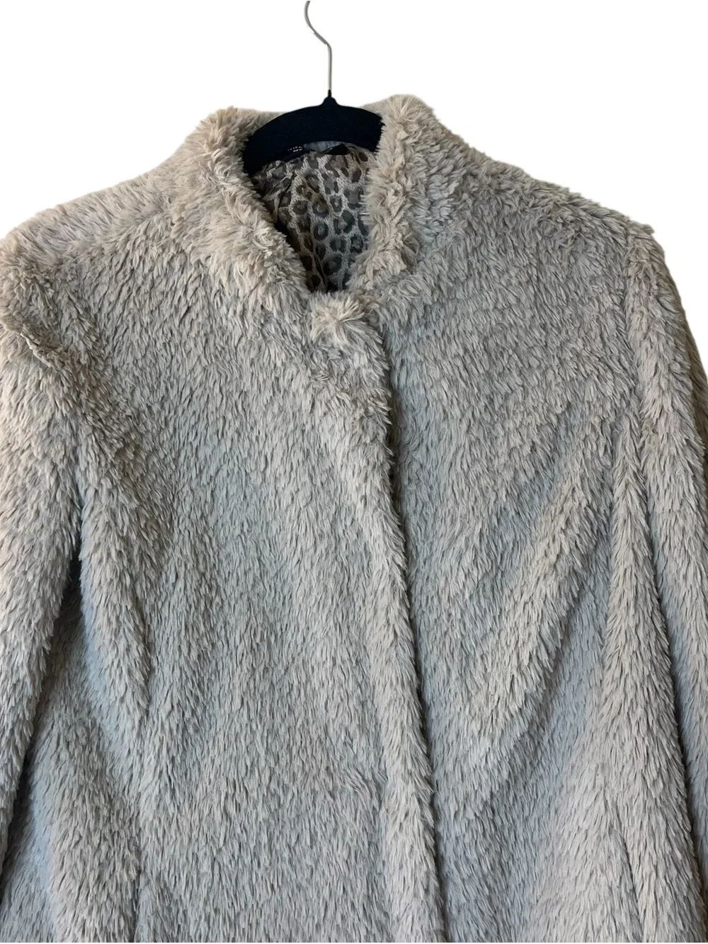 Kenneth Cole Cozy Faux Teddy Coat in Light Gray Sz S